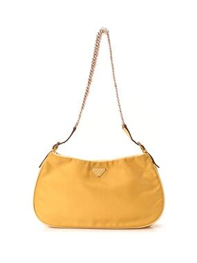 Prada Mustard Yellow Chain-Handle Shoulder Bag